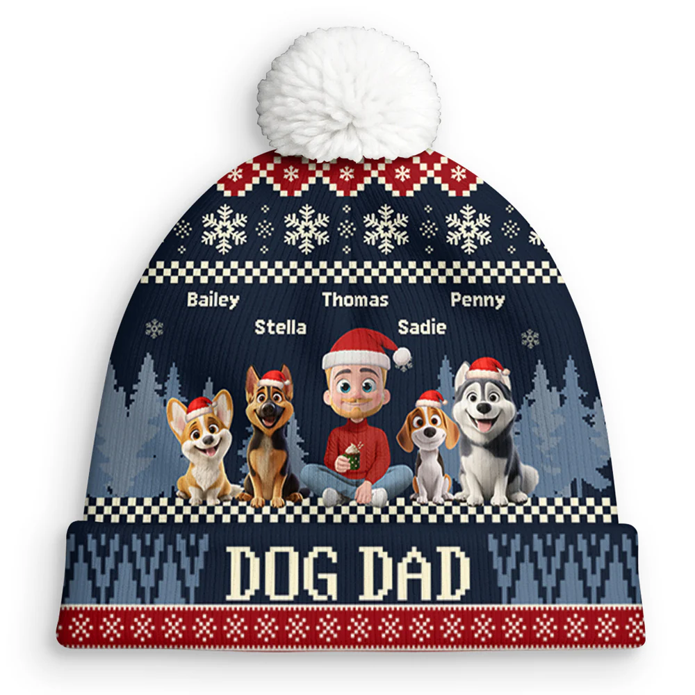All I Need Is My Dogs - Personalized Custom Bobble Beanie Hat - Image 5