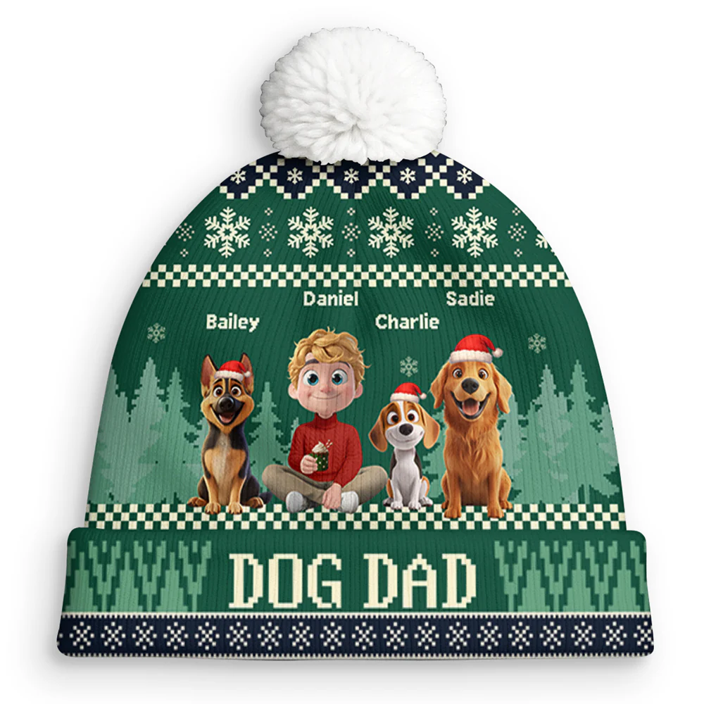 All I Need Is My Dogs - Personalized Custom Bobble Beanie Hat - Image 6
