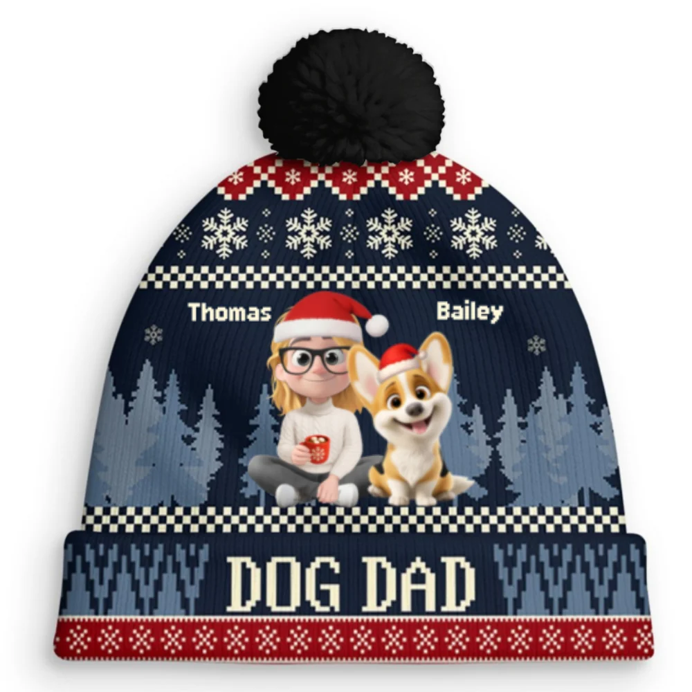 All I Need Is My Dogs - Personalized Custom Bobble Beanie Hat - Image 9