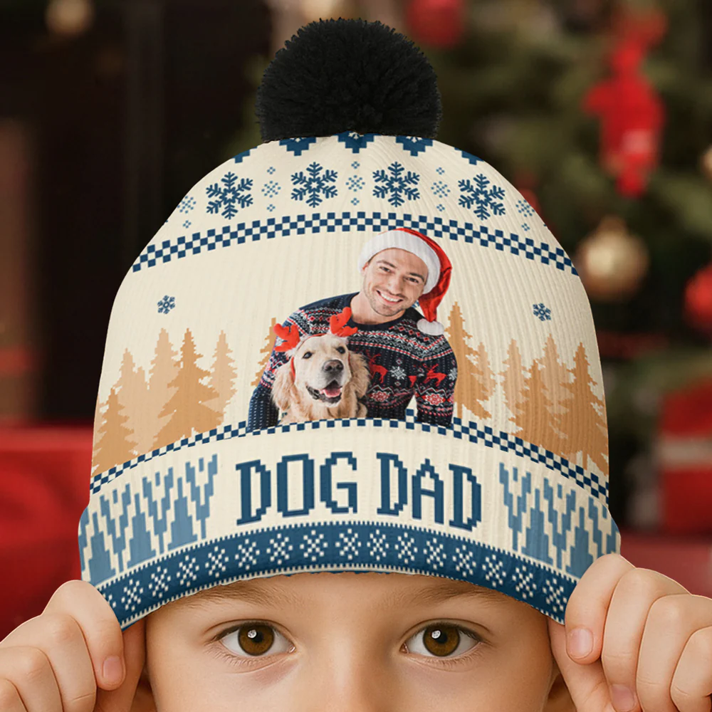 All I Need Is My Dogs Photo - Personalized Custom Bobble Beanie Hat - Image 2