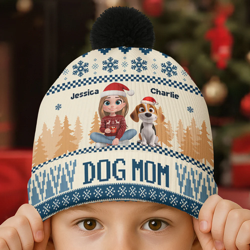All I Need Is My Dogs Ver Woman - Personalized Custom Bobble Beanie Hat - Image 3