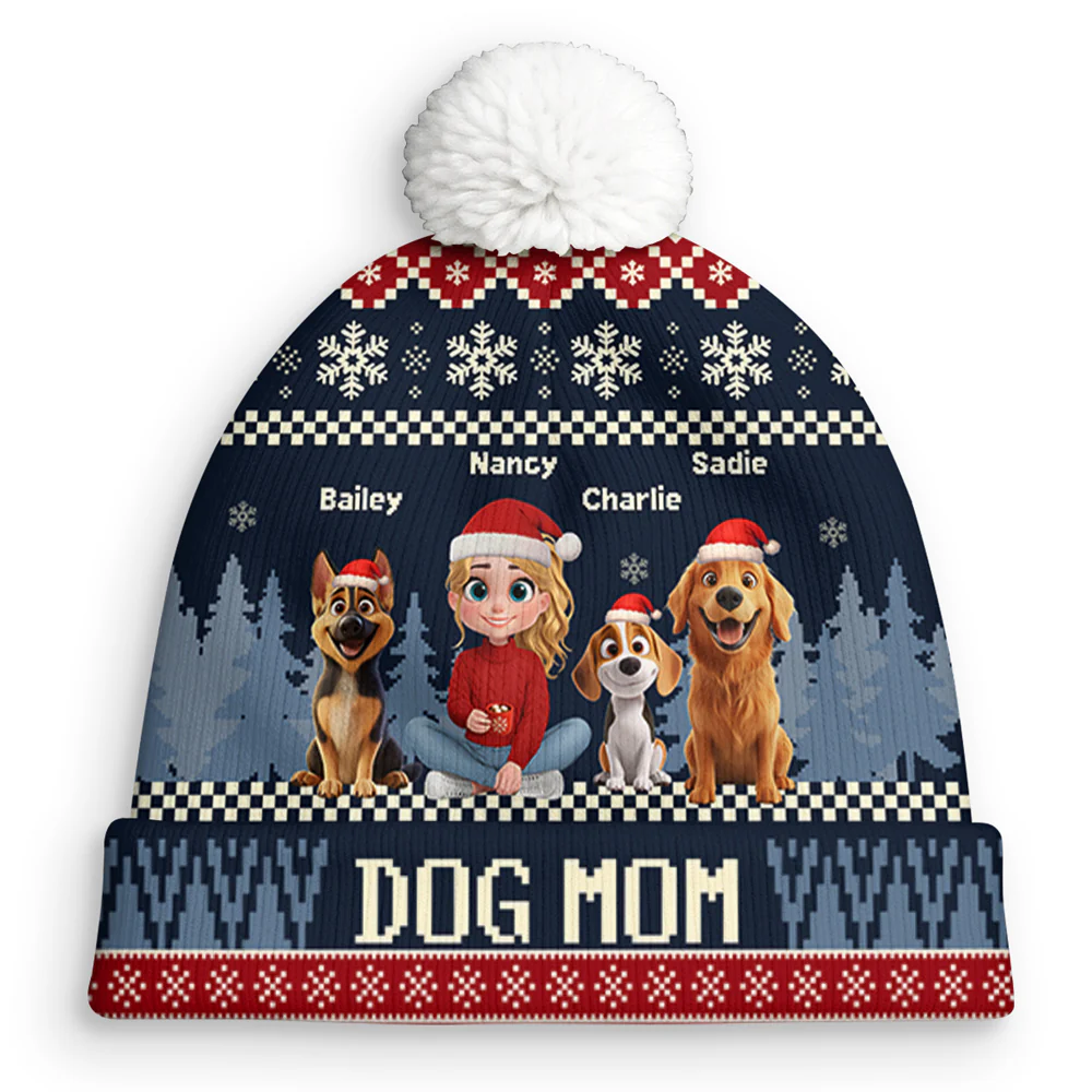 All I Need Is My Dogs Ver Woman - Personalized Custom Bobble Beanie Hat - Image 5