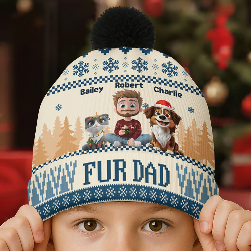 All I Need Is My Pets - Personalized Custom Bobble Beanie Hat - Image 2