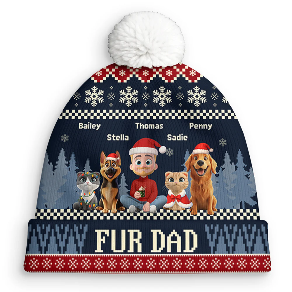 All I Need Is My Pets - Personalized Custom Bobble Beanie Hat - Image 4