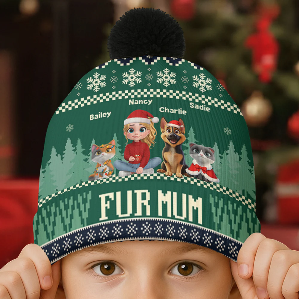 All I Need Is My Pets Ver Woman - Personalized Custom Bobble Beanie Hat - Image 2