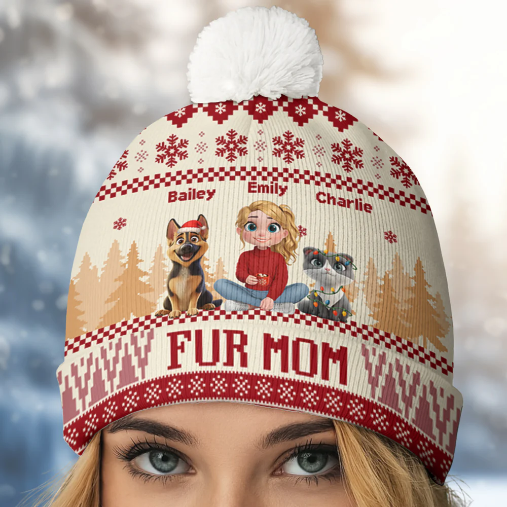 All I Need Is My Pets Ver Woman - Personalized Custom Bobble Beanie Hat - Image 3