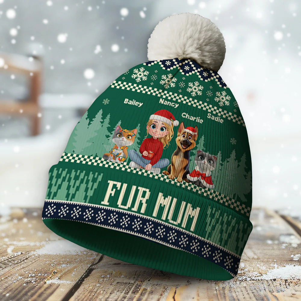 All I Need Is My Pets Ver Woman - Personalized Custom Bobble Beanie Hat - Image 5