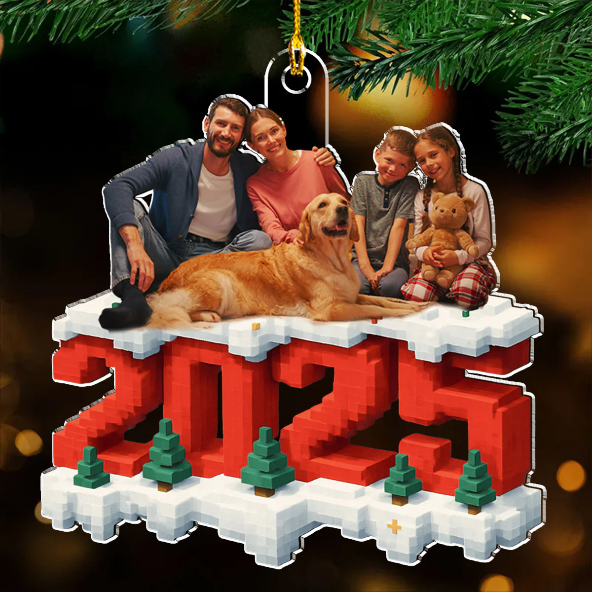 All Of Us In This Year Photo - Personalized Custom 3D Effect Acrylic Ornament - Image 2