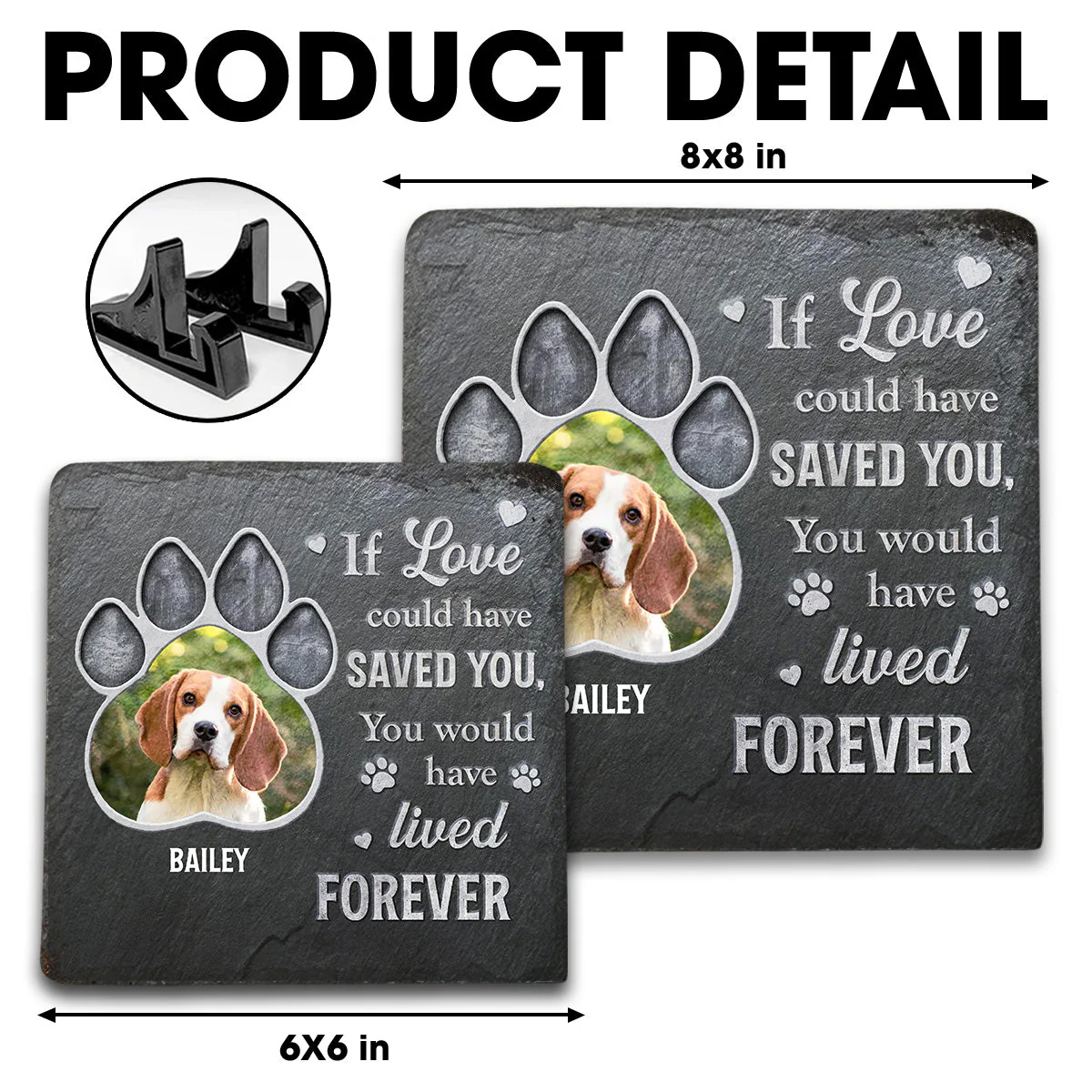 All The Love In The World - Personalized Custom Square Shaped Stone - Image 5