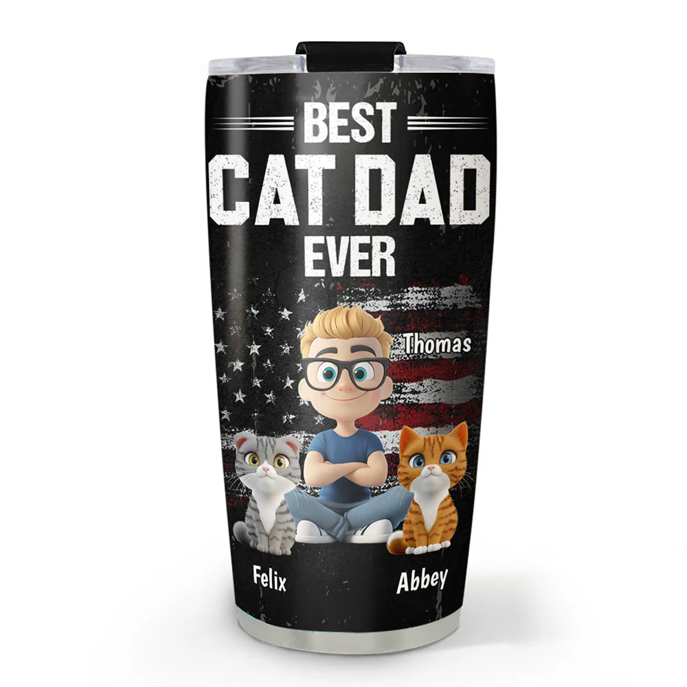 American Cat Dad - Personalized Custom Tumbler