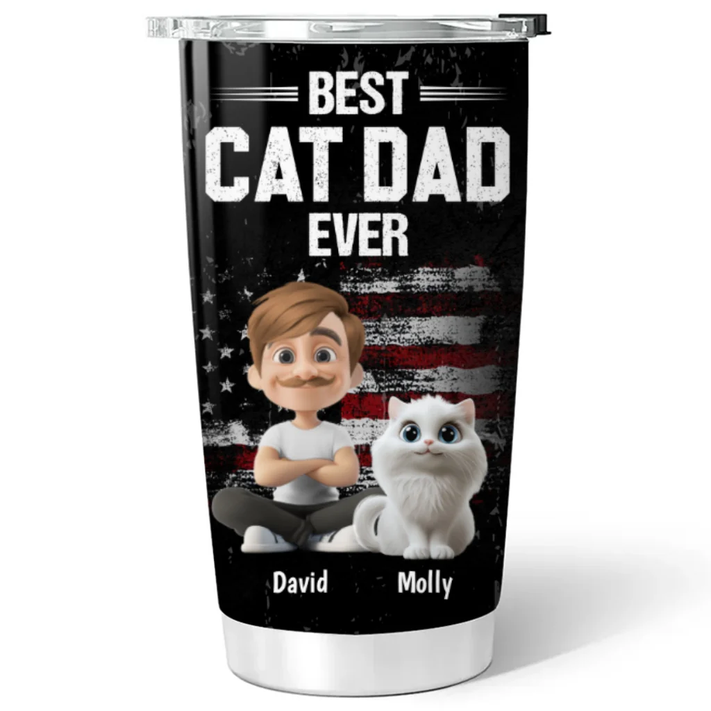American Cat Dad - Personalized Custom Tumbler - Image 5