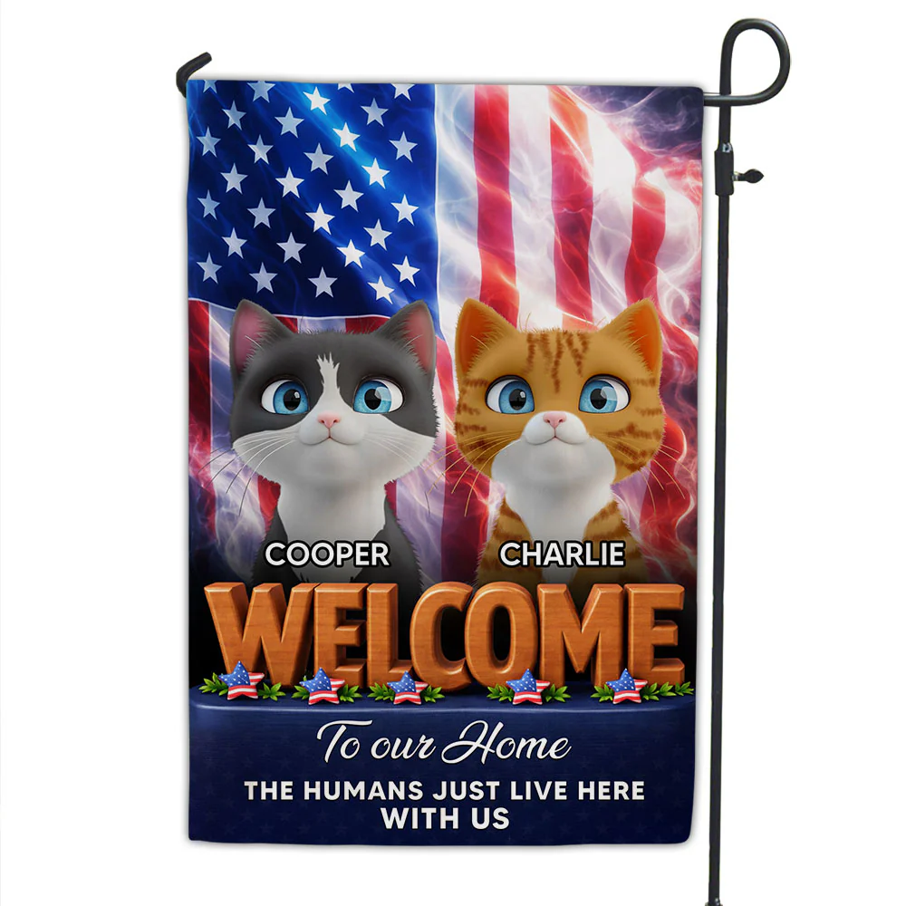 American Cats Welcome You To Home - Personalized Custom Flag