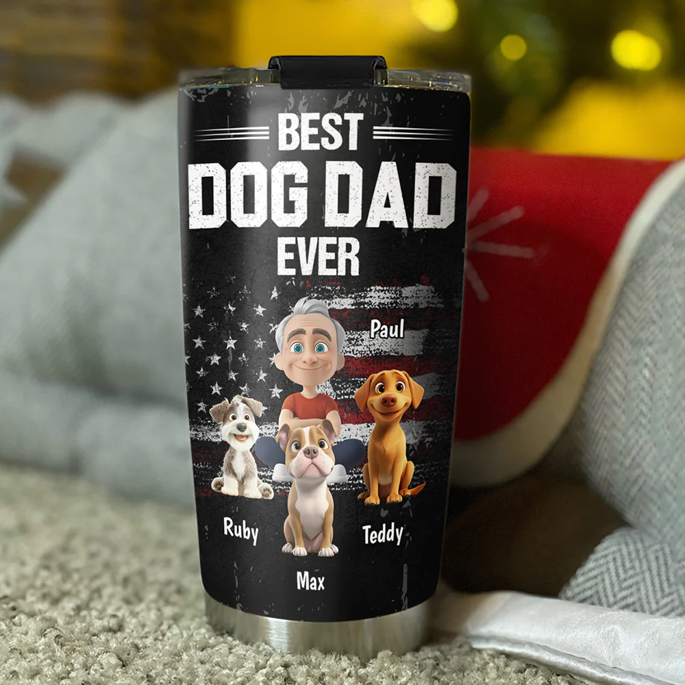 American Dog Dad - Personalized Custom Tumbler - Image 4