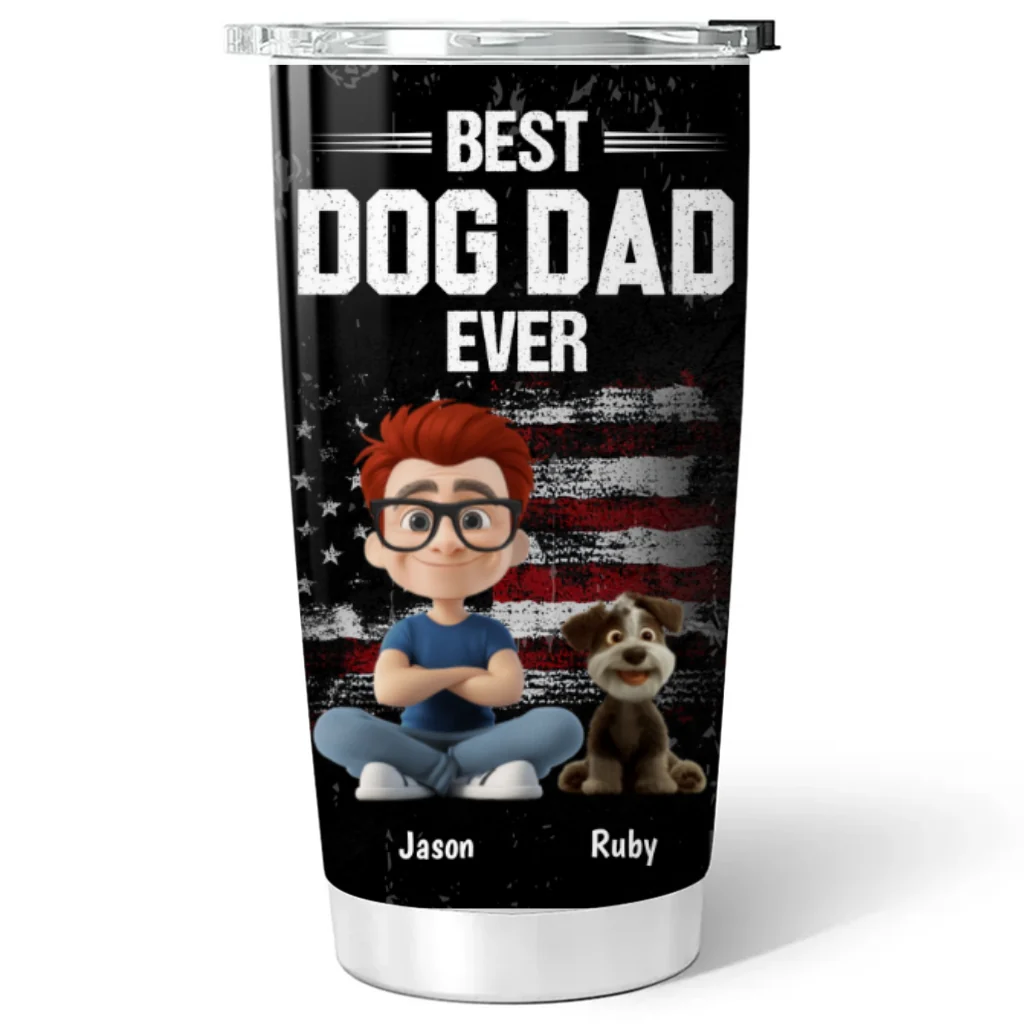 American Dog Dad - Personalized Custom Tumbler - Image 6