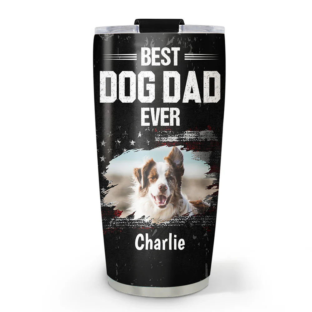 American Dog Dad Photo - Personalized Custom Tumbler