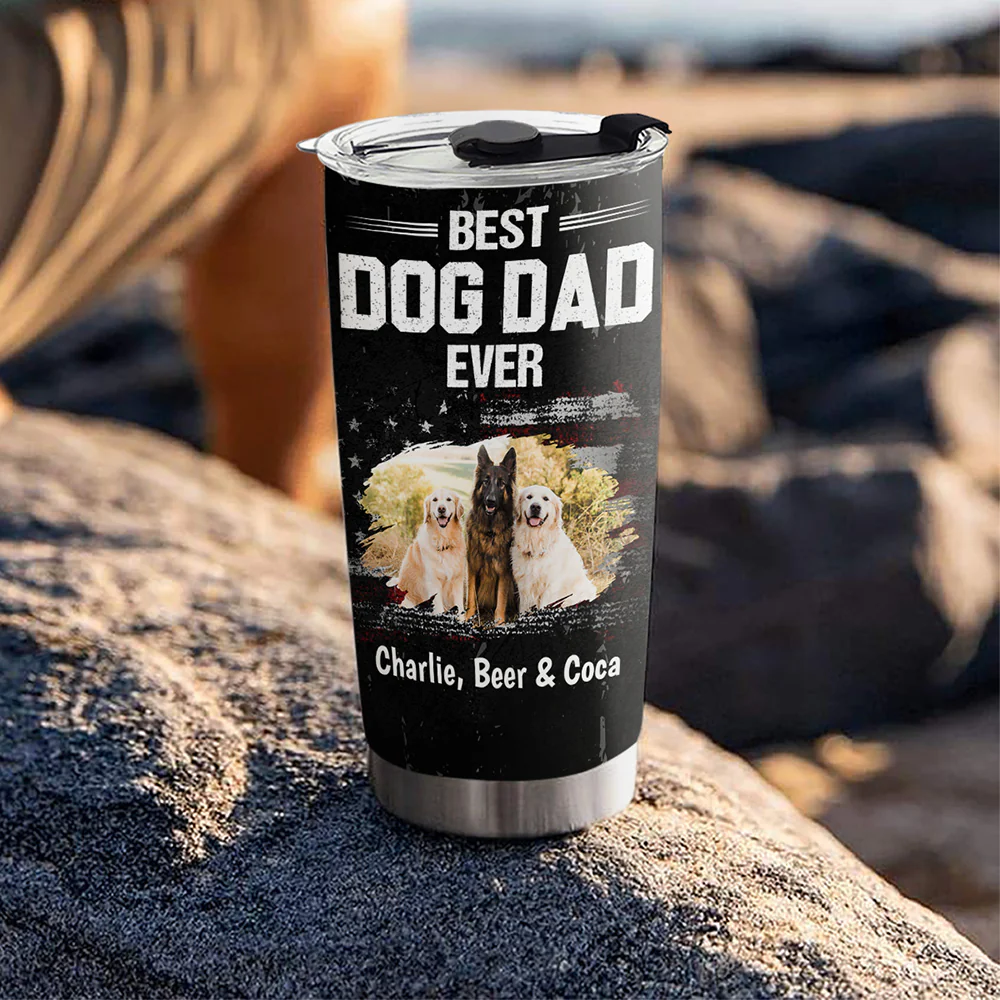 American Dog Dad Photo - Personalized Custom Tumbler - Image 3