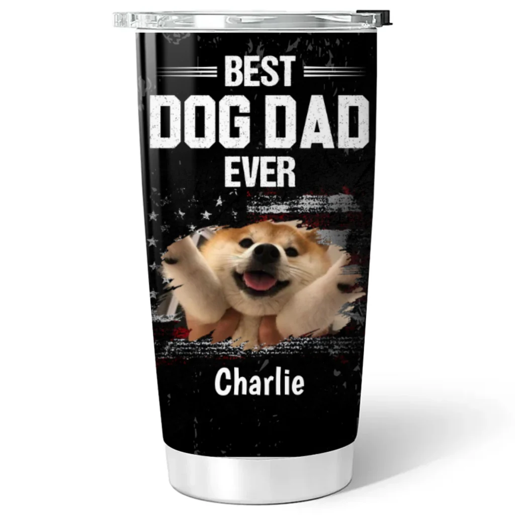 American Dog Dad Photo - Personalized Custom Tumbler - Image 4