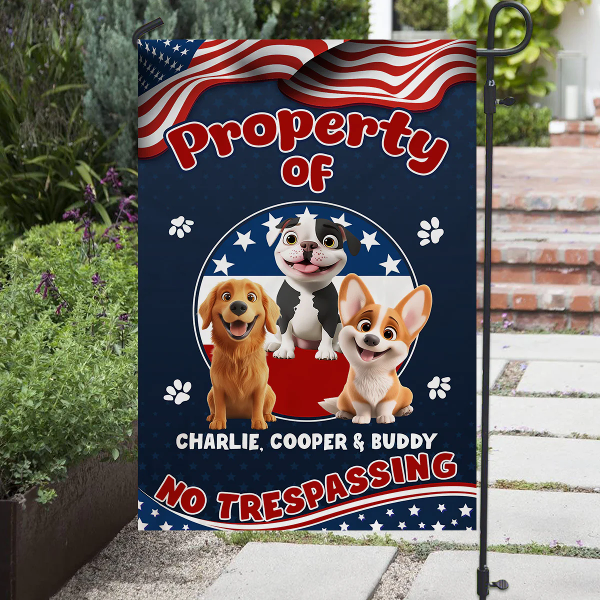 American Dogs And Their Property - Personalized Custom Flag - Image 3
