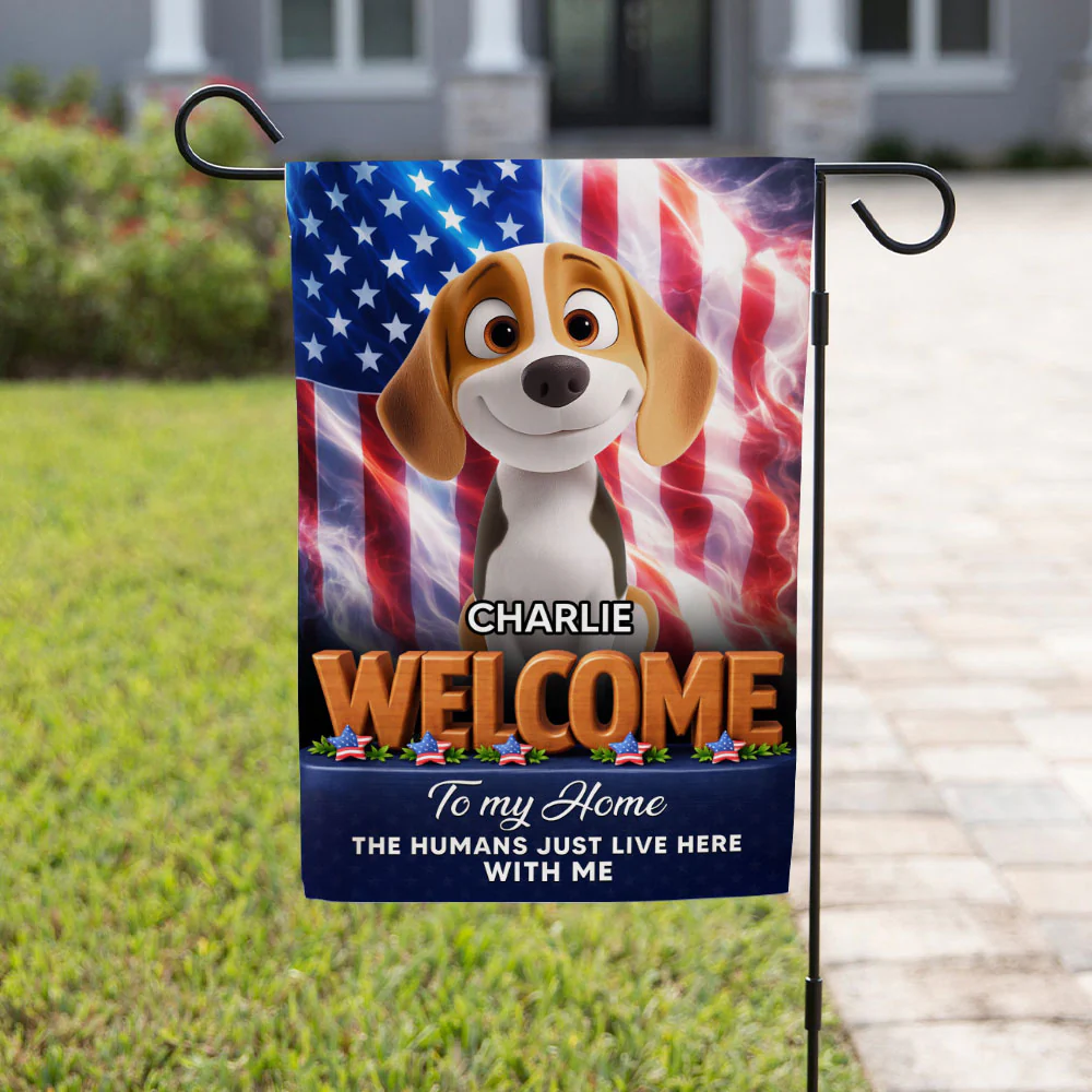 American Dogs Welcome You To Home - Personalized Custom Flag - Image 3