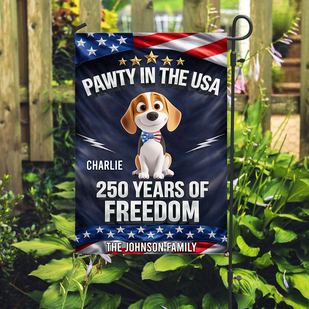 American Paws Welcome - Personalized Custom Flag - Image 2