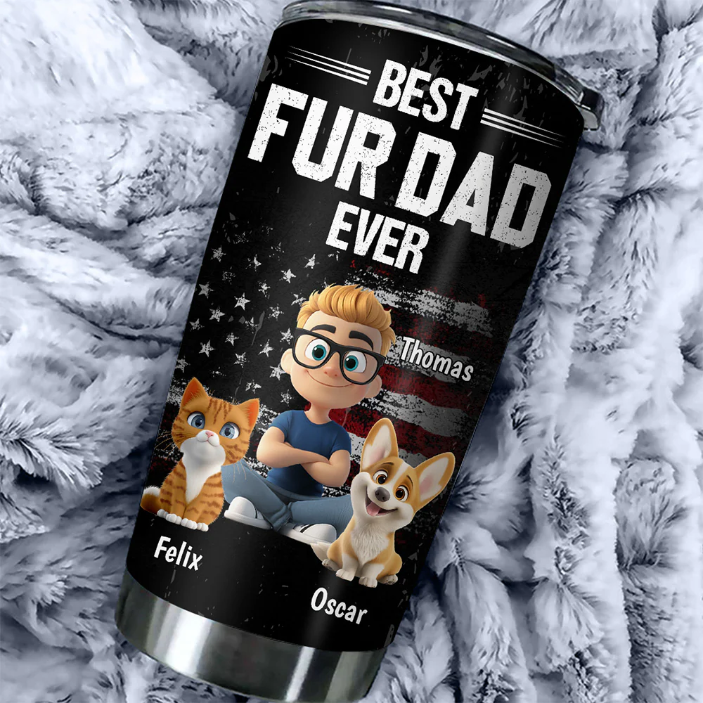 American Pet Dad - Personalized Custom Tumbler - Image 2