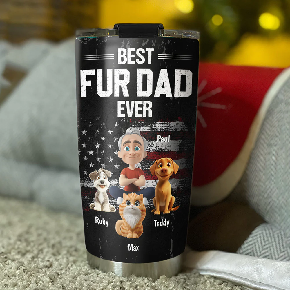 American Pet Dad - Personalized Custom Tumbler - Image 3