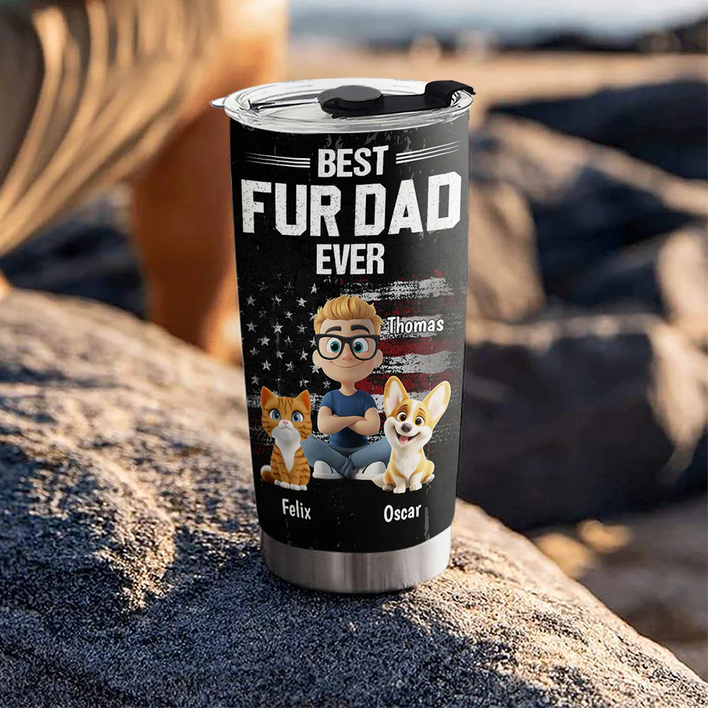 American Pet Dad - Personalized Custom Tumbler - Image 4