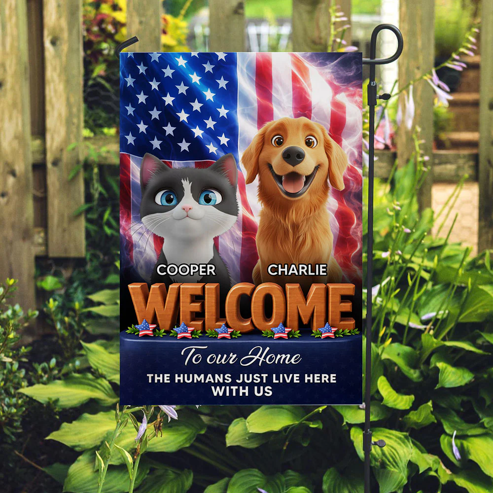 American Pets Welcome You To Home - Personalized Custom Flag - Image 2