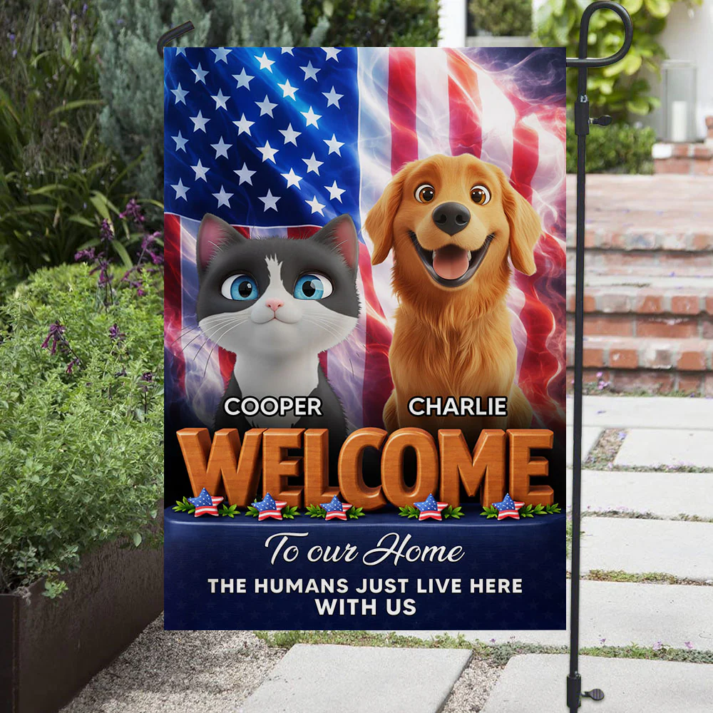 American Pets Welcome You To Home - Personalized Custom Flag - Image 3