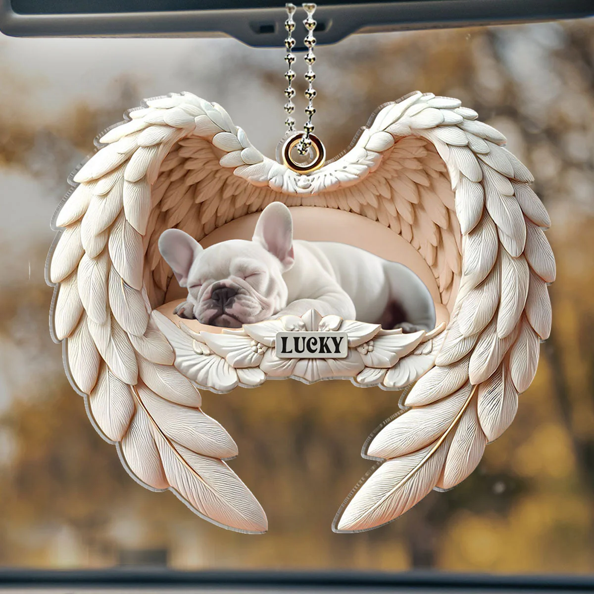 Angel Wings Pet Memorial - Personalized Custom Car Ornament - Image 3