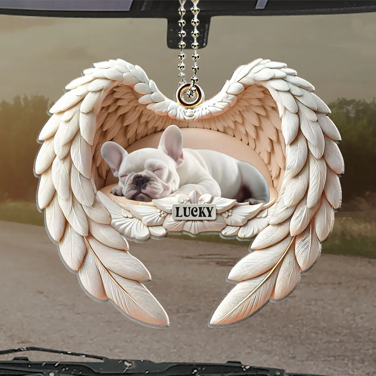 Angel Wings Pet Memorial - Personalized Custom Car Ornament - Image 4
