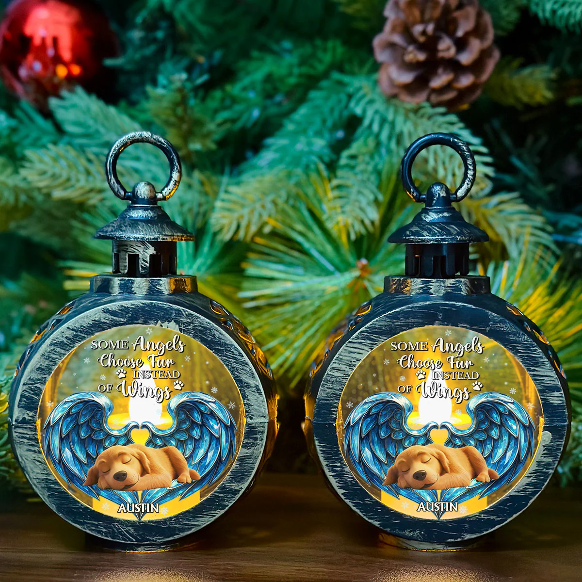 Angels In Heaven - Personalized Custom Christmas Lantern - Image 3