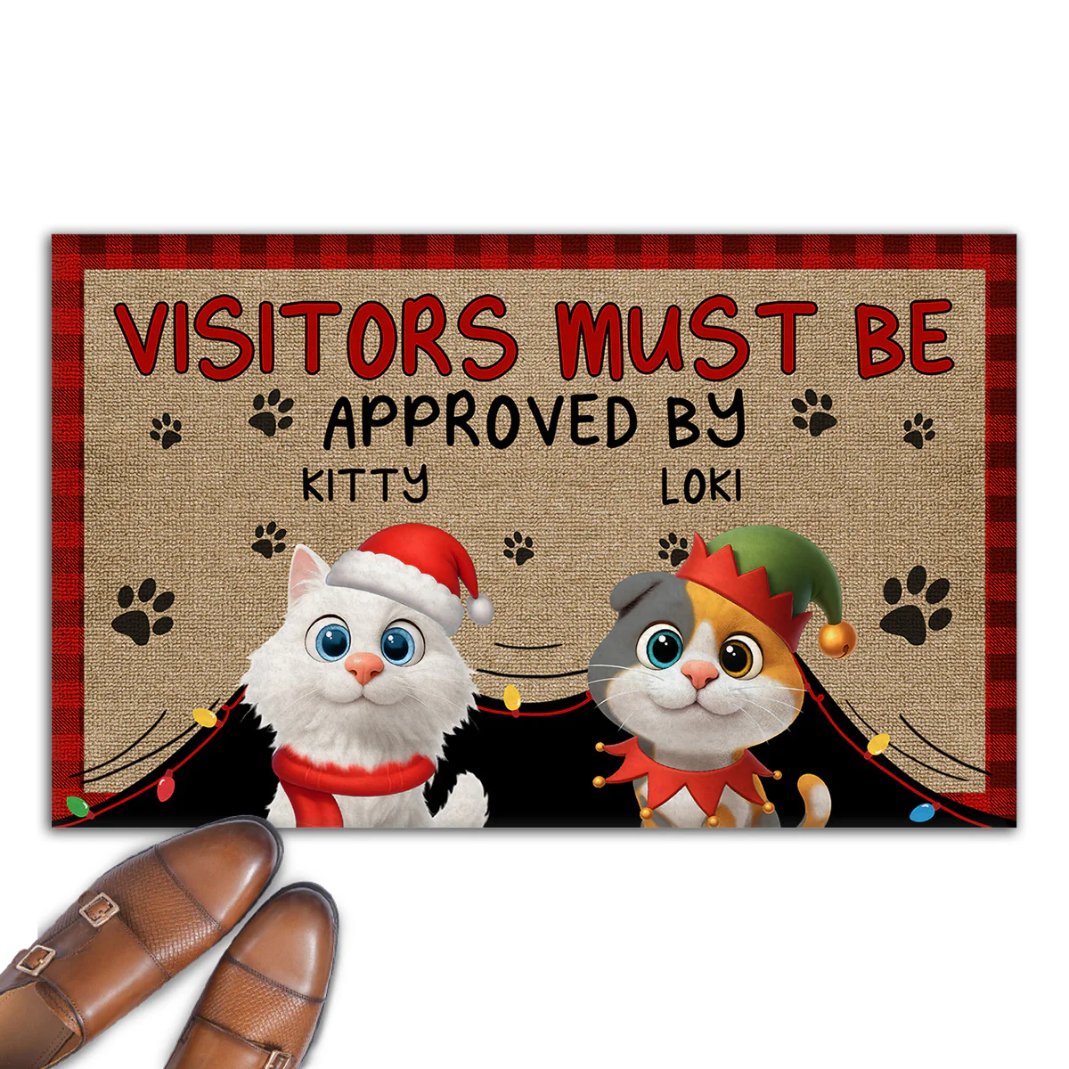 Approved By Cat Cartoon Christmas - Personalized Custom Doormat