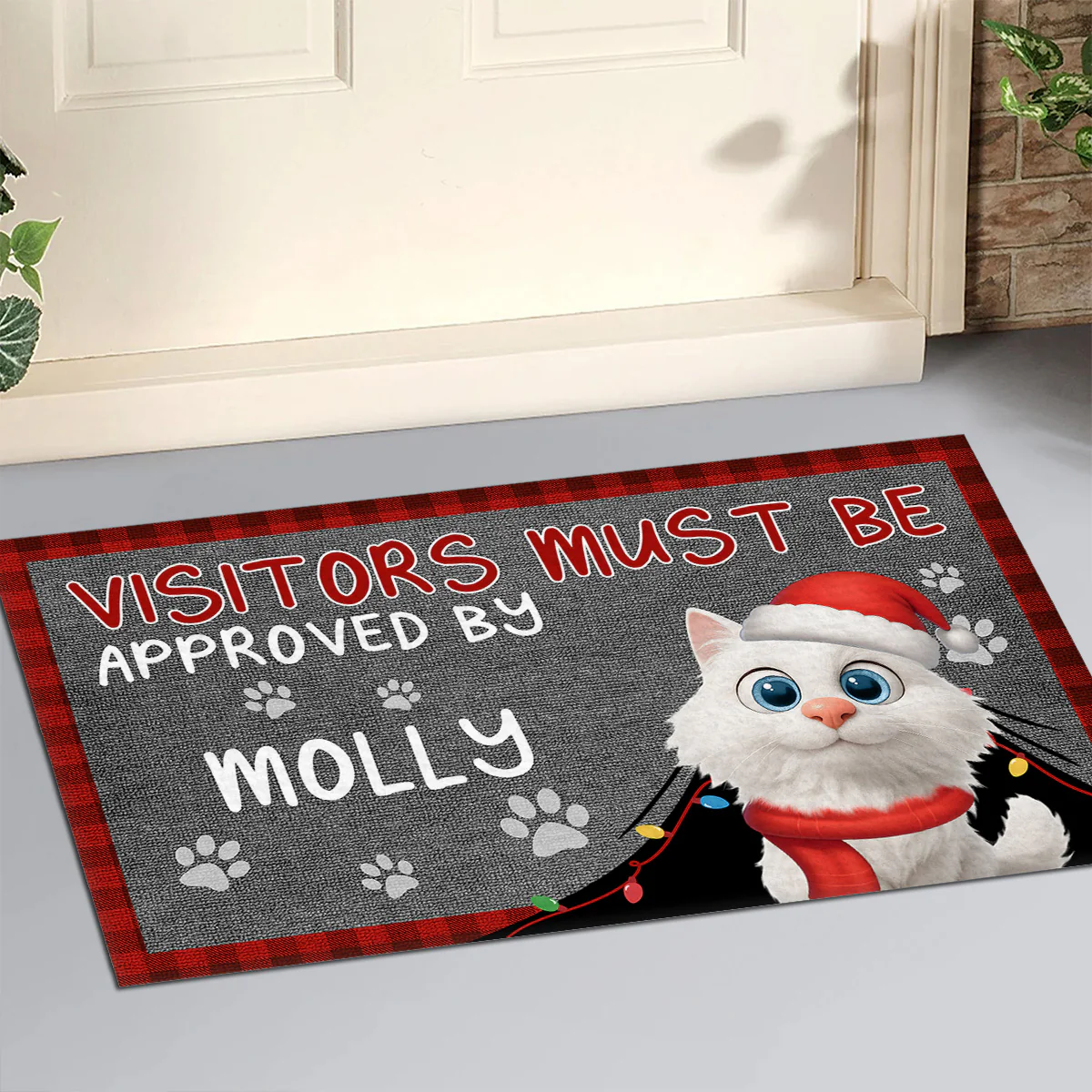 Approved By Cat Cartoon Christmas - Personalized Custom Doormat - Image 3