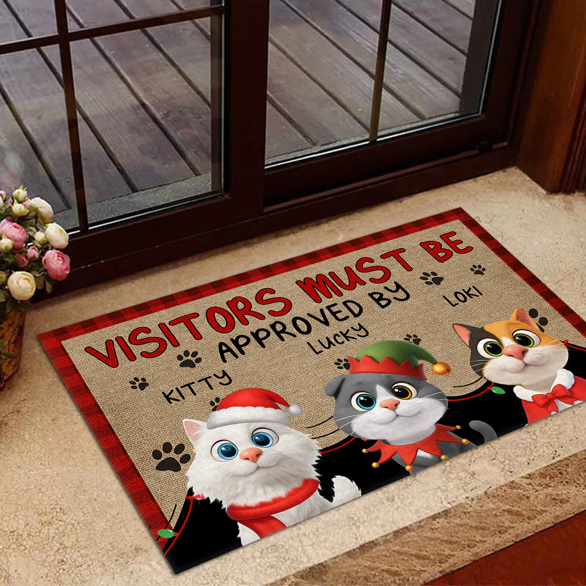 Approved By Cat Cartoon Christmas - Personalized Custom Doormat - Image 5