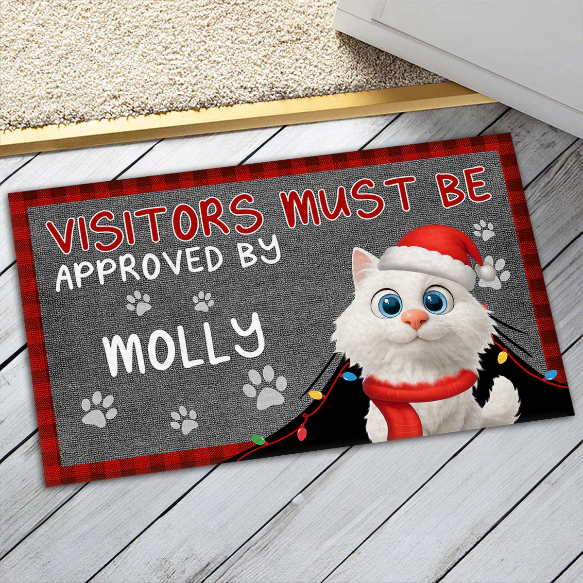 Approved By Cat Cartoon Christmas - Personalized Custom Doormat - Image 6