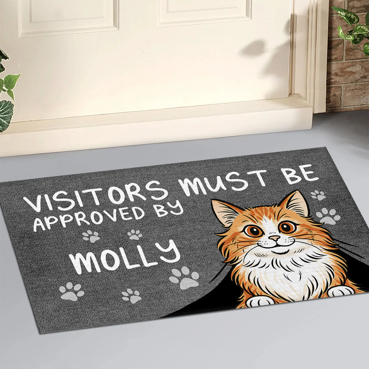 Approved By Cat Retro - Personalized Custom Doormat - Image 2