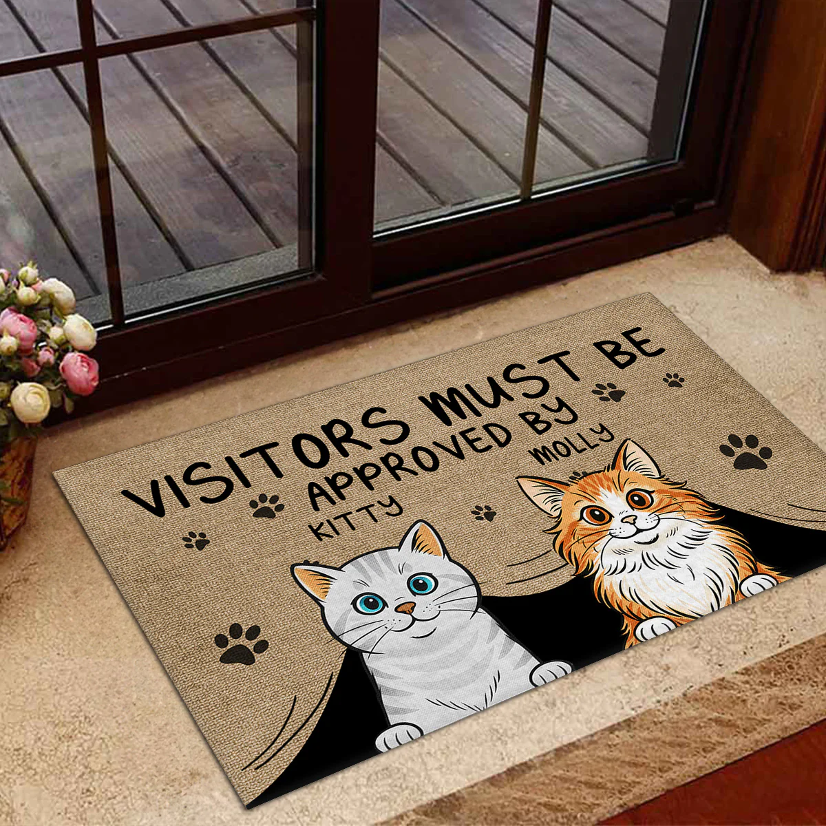 Approved By Cat Retro - Personalized Custom Doormat - Image 4