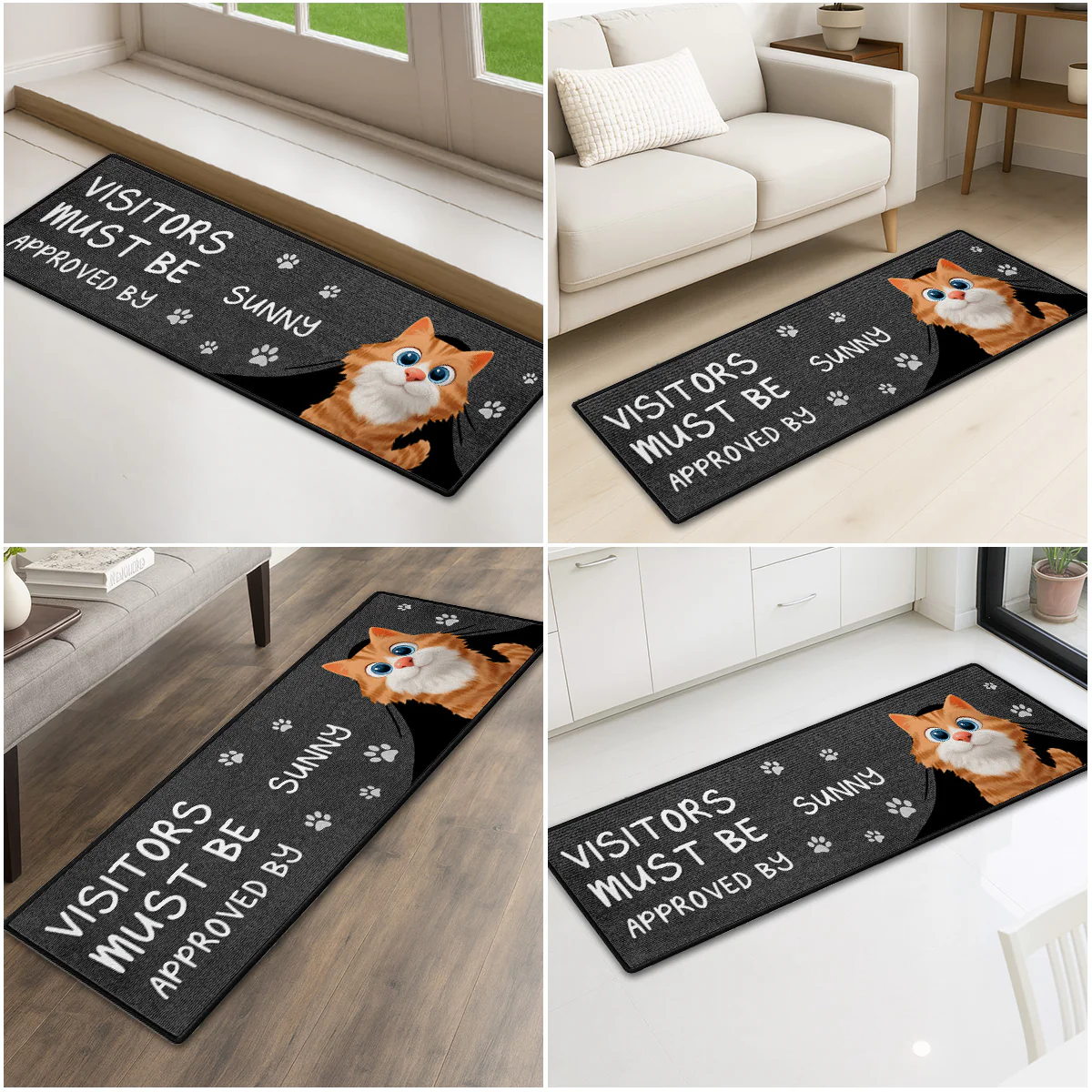 Approved By Cats Cartoon - Personalized Custom Runner Rug - Image 2