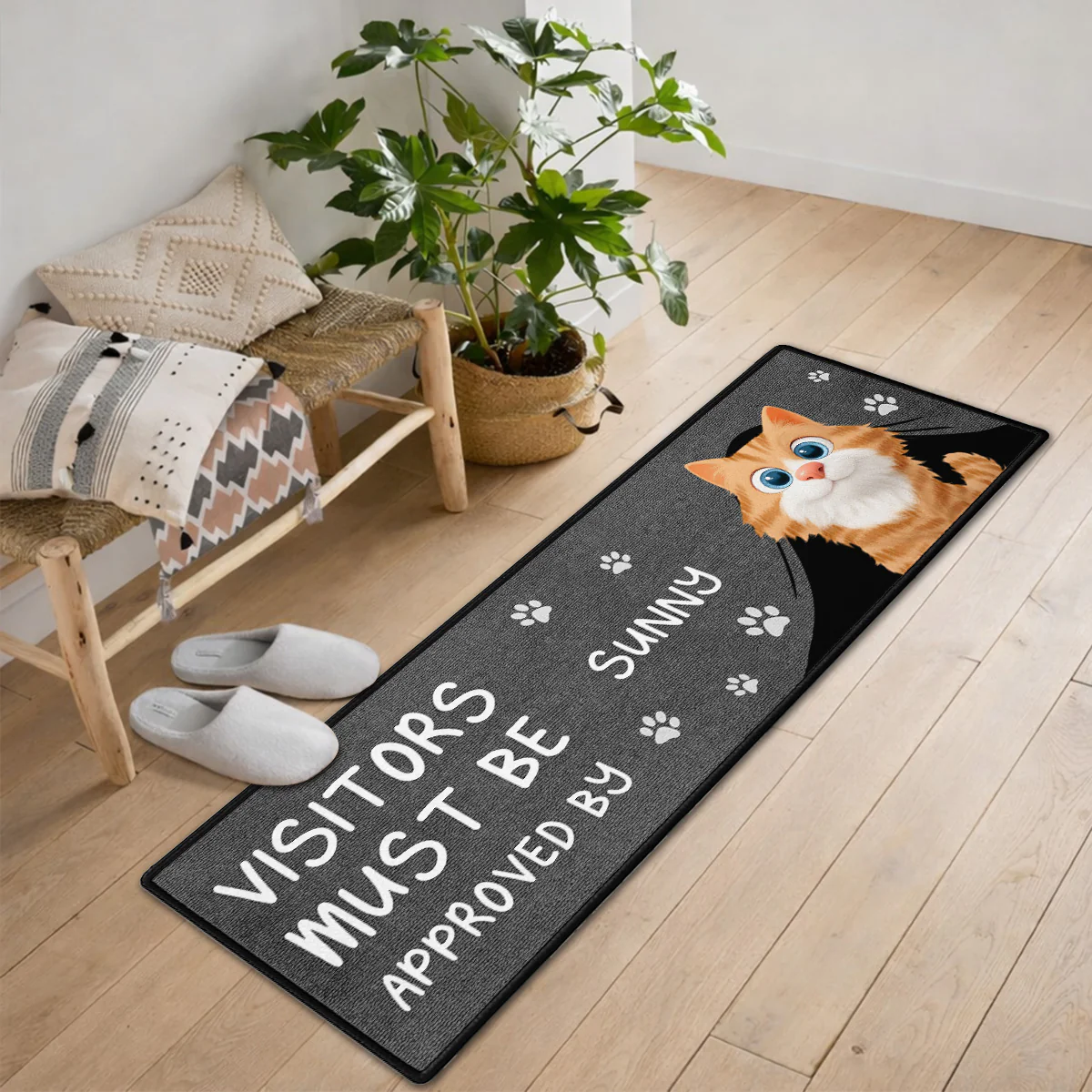 Approved By Cats Cartoon - Personalized Custom Runner Rug - Image 4