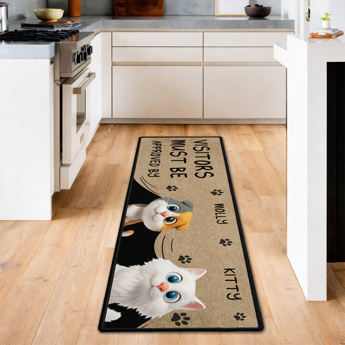 Approved By Cats Cartoon - Personalized Custom Runner Rug - Image 5