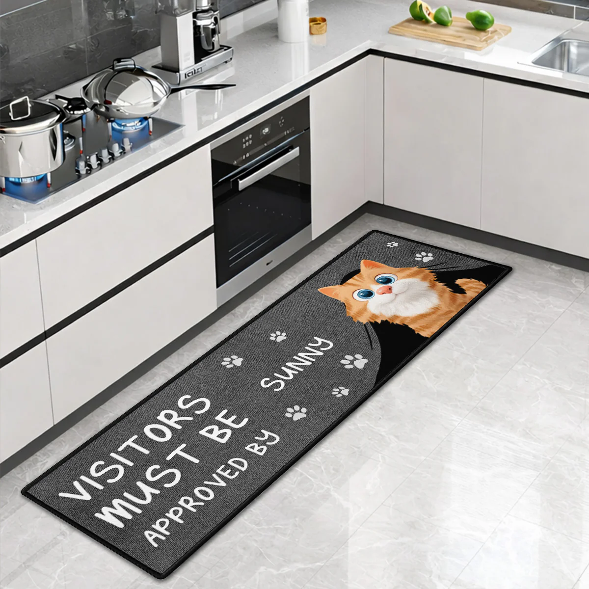 Approved By Cats Cartoon - Personalized Custom Runner Rug - Image 6