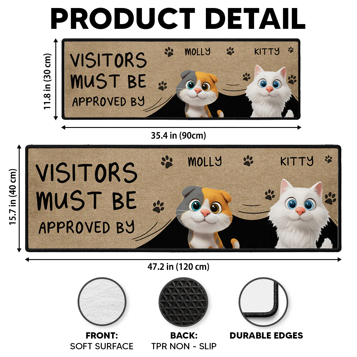 Approved By Cats Cartoon - Personalized Custom Runner Rug - Image 7