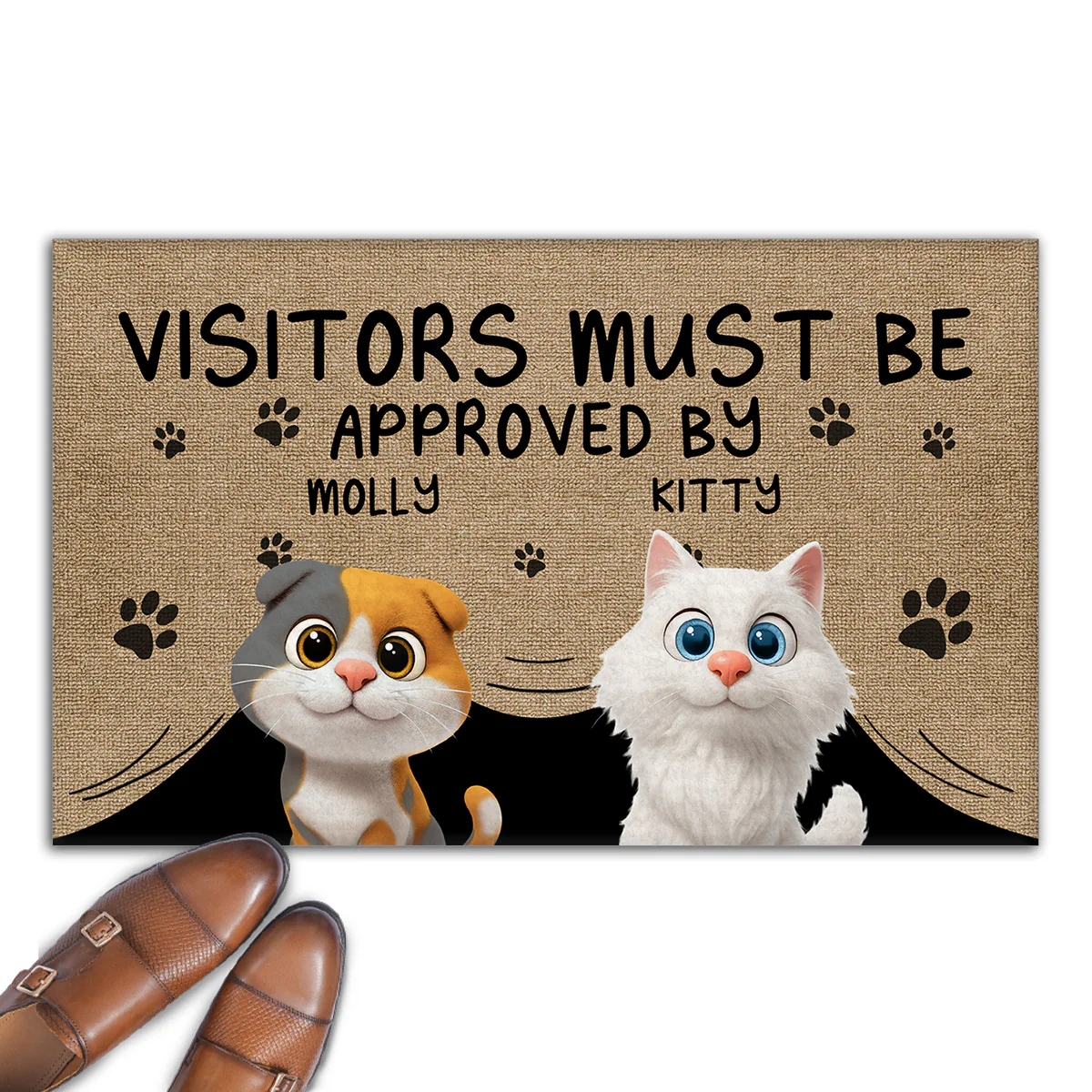 Approved By Cats Cartoon Version 2 - Personalized Custom Doormat