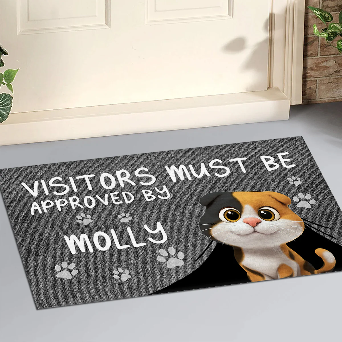 Approved By Cats Cartoon Version 2 - Personalized Custom Doormat - Image 2