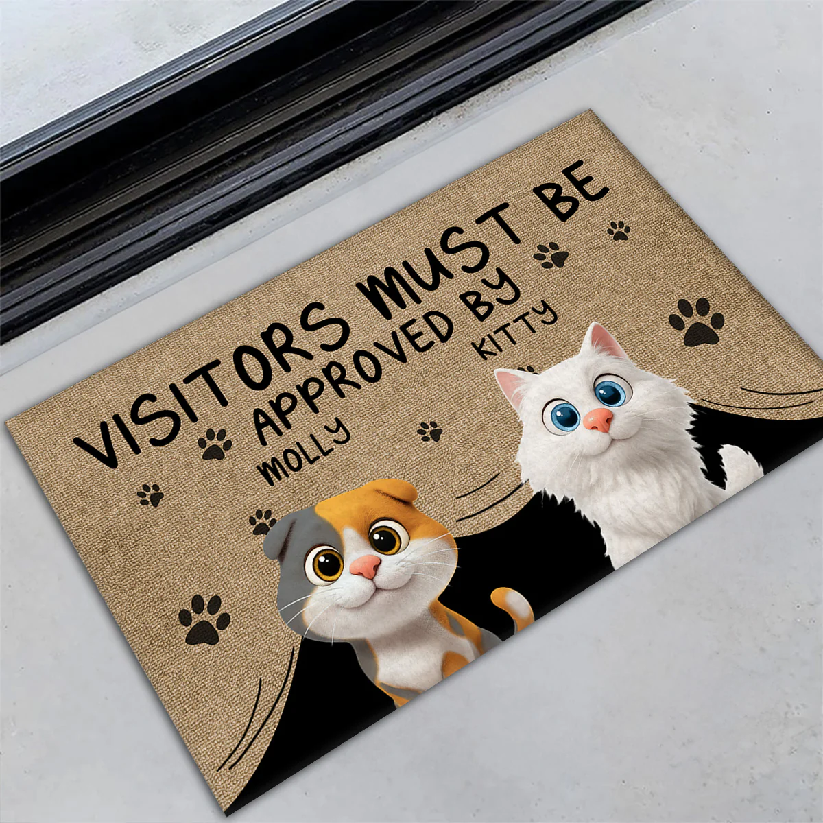 Approved By Cats Cartoon Version 2 - Personalized Custom Doormat - Image 3
