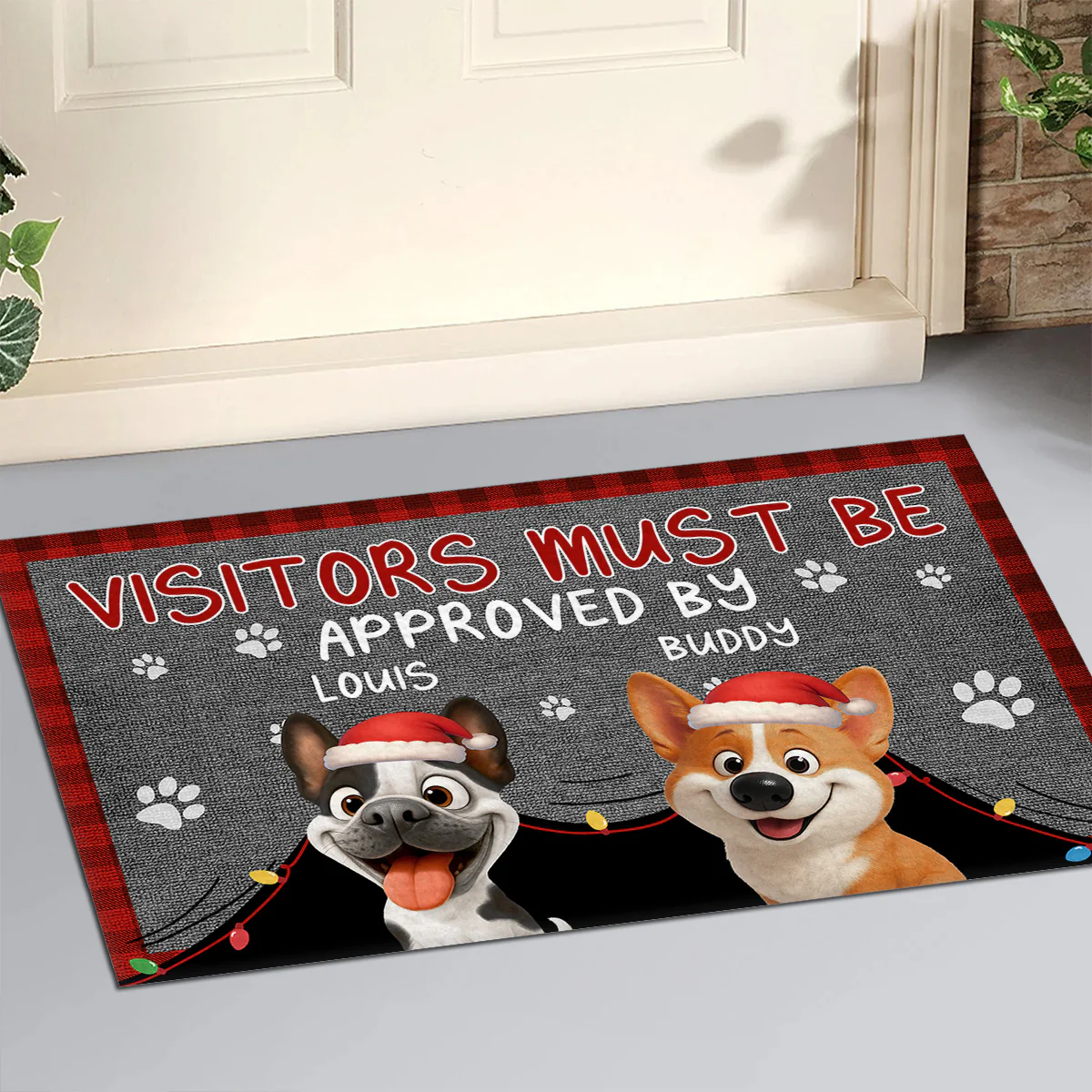 Approved By Dog Cartoon Christmas - Personalized Custom Doormat - Image 2