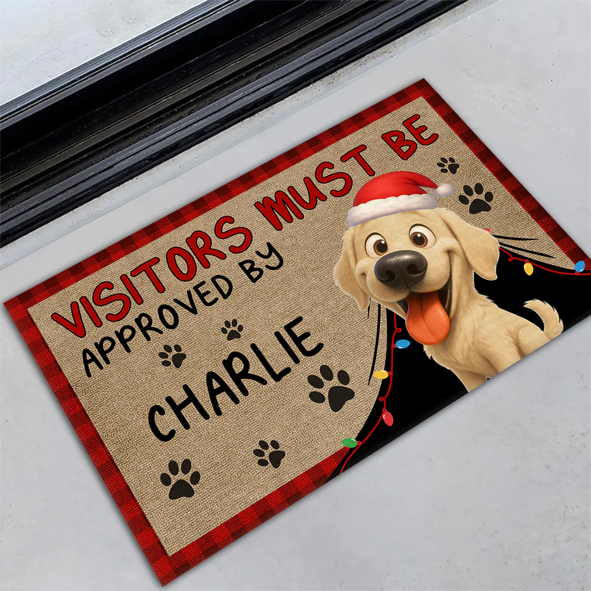 Approved By Dog Cartoon Christmas - Personalized Custom Doormat - Image 3