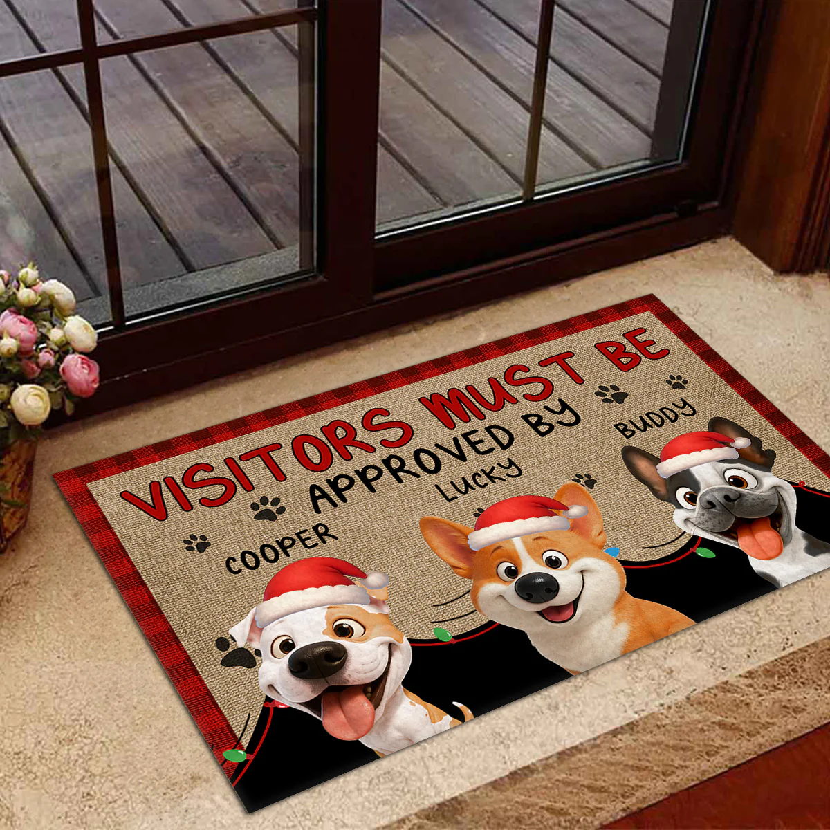 Approved By Dog Cartoon Christmas - Personalized Custom Doormat - Image 4