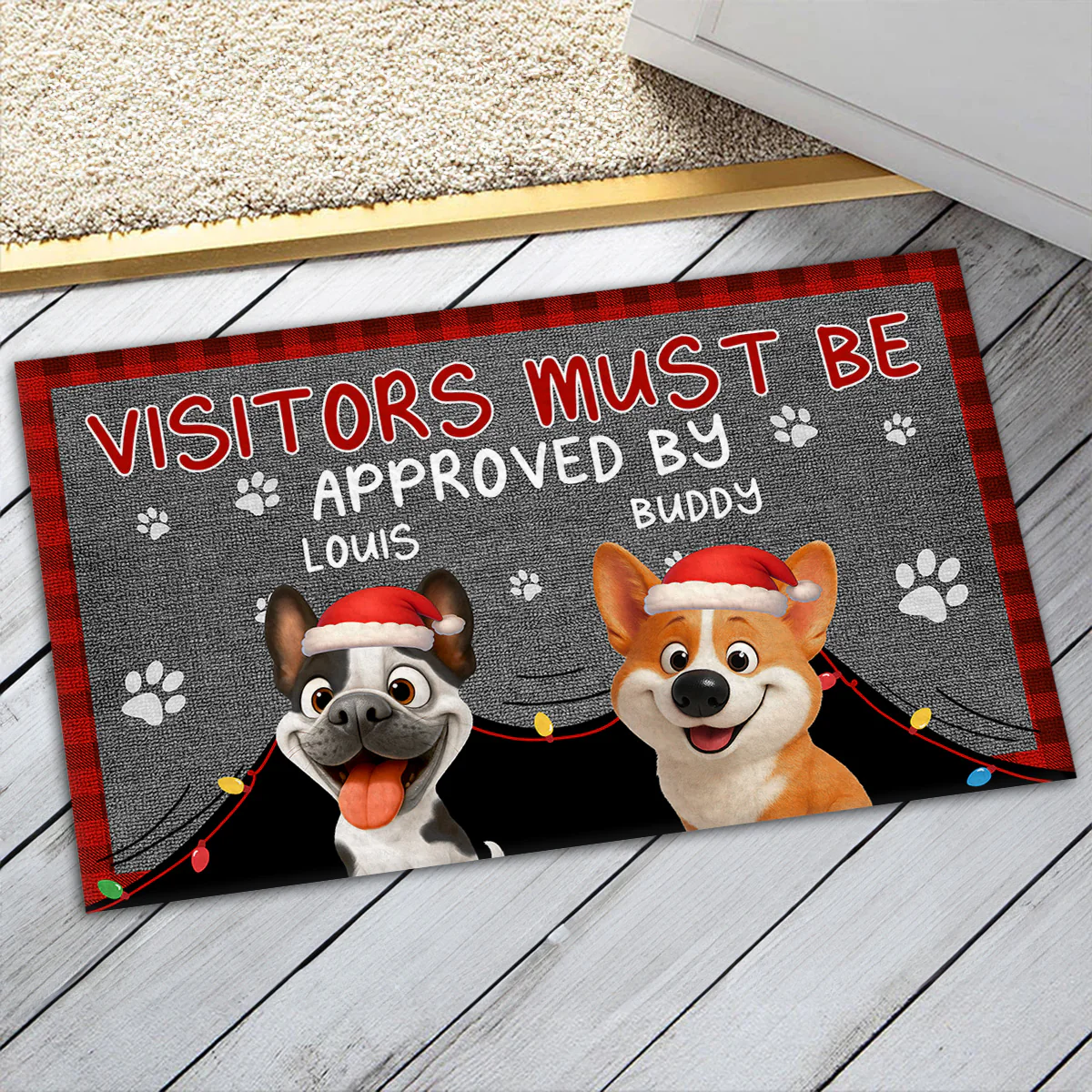 Approved By Dog Cartoon Christmas - Personalized Custom Doormat - Image 5